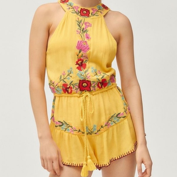 Embroidered High-Neck Romper LARGE - Picture 1 of 2